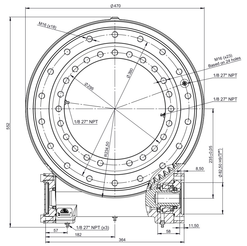 Rysunek wymiarowy obrotnicy BE435-Z1
