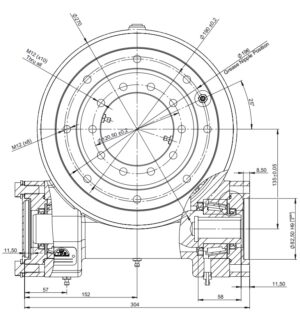 Rysunek wymiarowy obrotnicy BE236-Z1