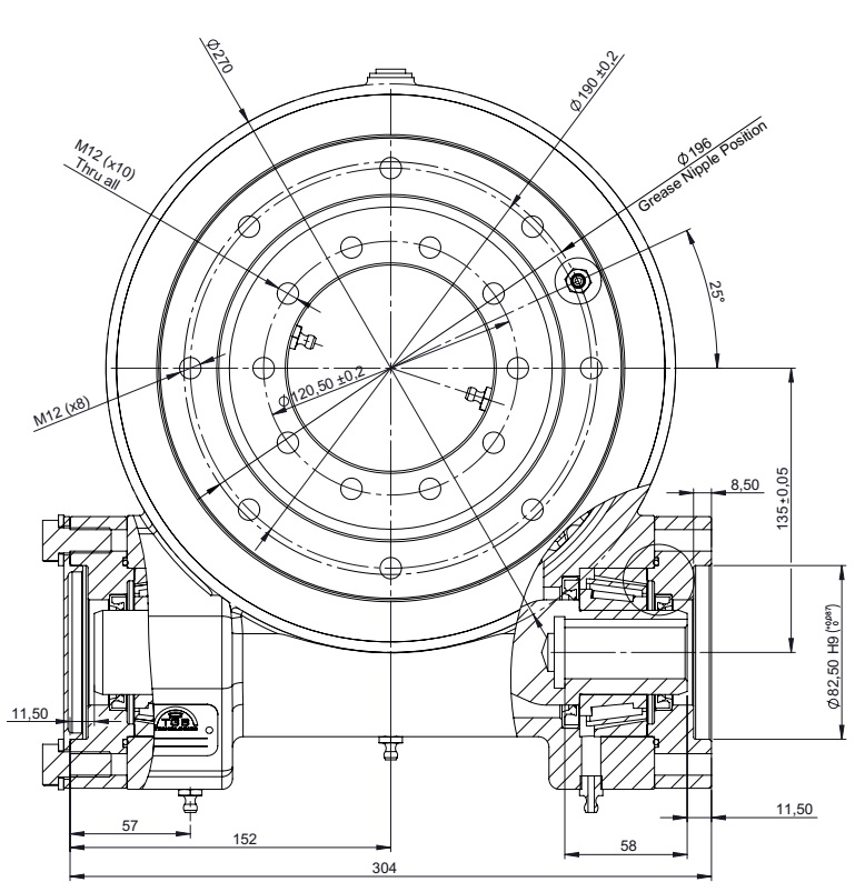 Rysunek wymiarowy obrotnicy BE236-Z1