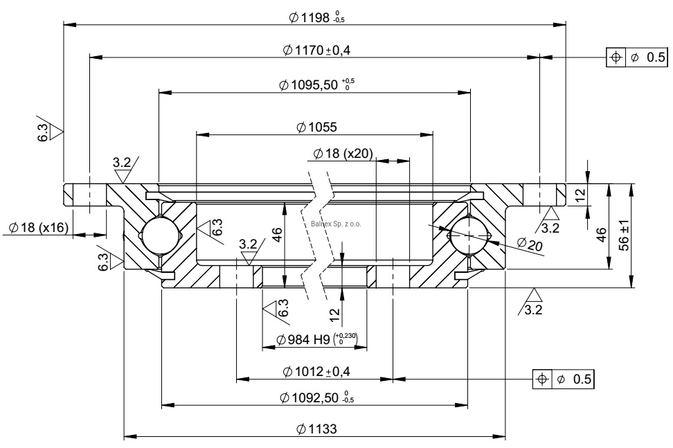 SD.1200.20.00.C; Łożysko o średnicy zewnętrznej 1198 mm