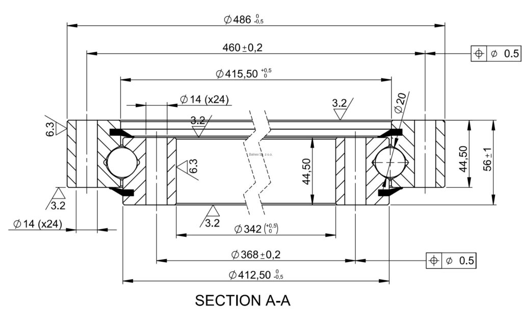 SD.486.20.00.B; Łożysko o średnicy zewnętrznej 486 mm