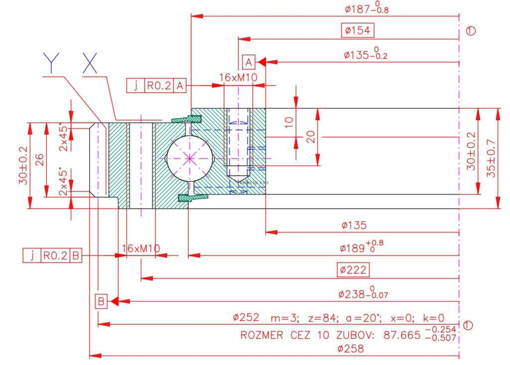 Rysunek wymiarowy łożyska 9E-1B16-0188-0815