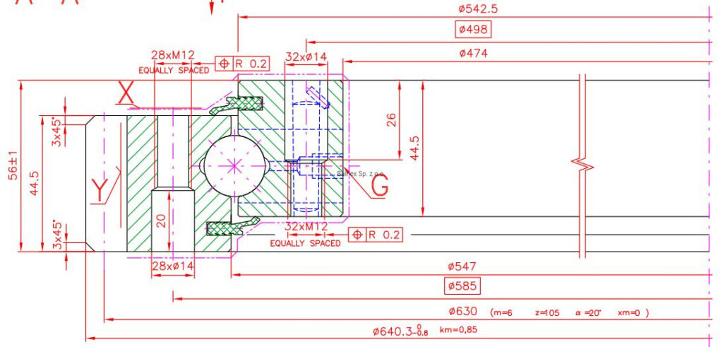 9E-1B20-0545-1247; Łożysko o średnicy zewnętrznej 640,3 mm