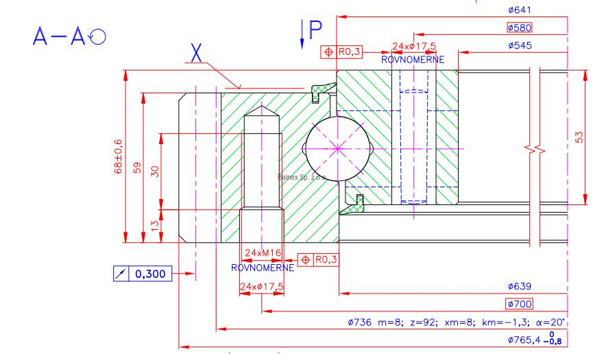 9E-1B25-0640-0150; Łożysko o średnicy zewnętrznej 765,4 mm