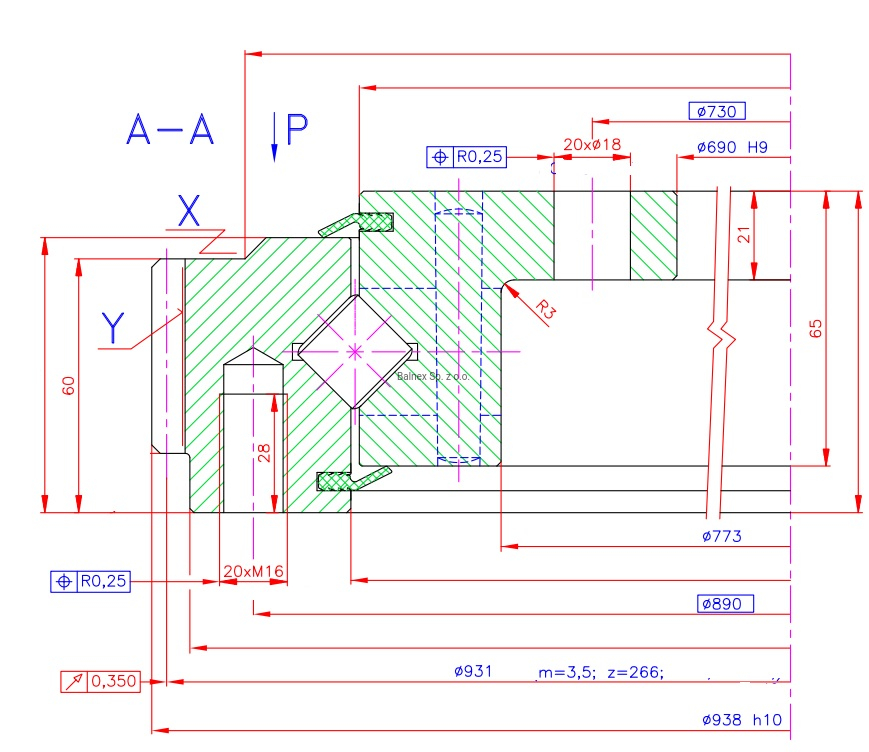 9E-1Z20-0842-0630; Łożysko o średnicy zewnętrznej 938 mm