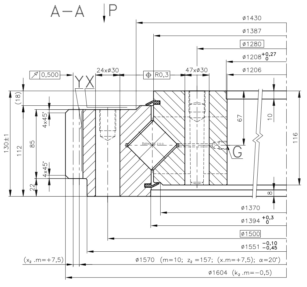 9E-1Z45-1390-0841-1; Łożysko o średnicy zewnętrznej 1604 mm