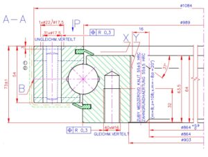 Rysunek techniczny łożyska 9I-1B30-0990-0169-1