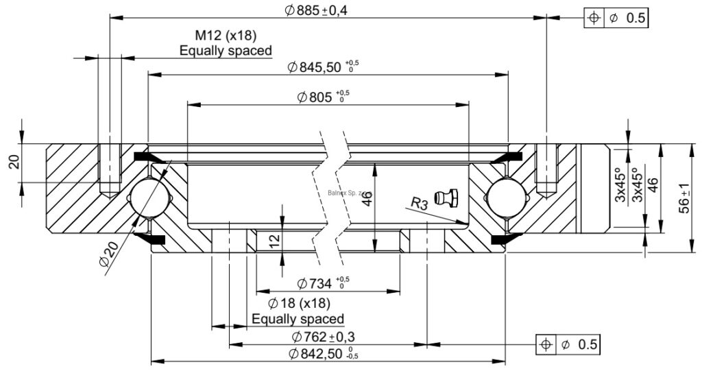 E.950.20.00.C; Łożysko o średnicy zewnętrznej 950,4 mm