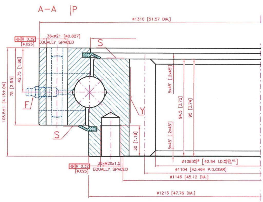 9I-1B30-1212-1116; Łożysko o średnicy zewnętrznej 1310 mm