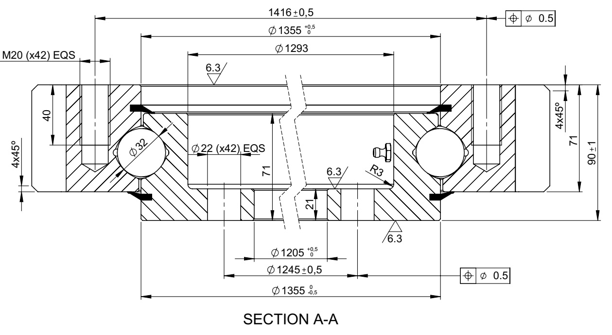 Rysunek techniczny łożyska E.1500.32.00.C