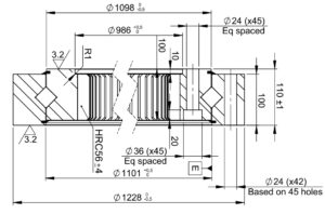 Rysunek techniczny łożyska I.1228.30.10.D.4-R-V
